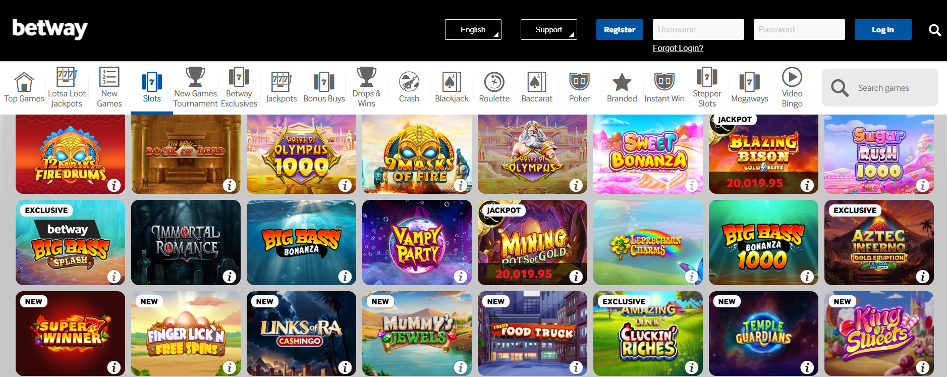 Betway Home Page